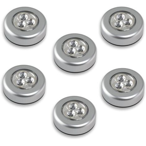 Langray – Lot de 6 lampes LED sur piles – Lumière blanche – Installation facile sur bois, plastique, métal et verre – Éclairage d'urgence pour espaces confinés (1/5)