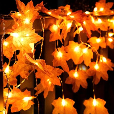 LAOA Guirlande Automne Lumineuse, Guirlande Lumineuse en Feuille D'érable, Halloween Decoration, 3 Mètres 20 LEDs Guirlande Feuilles Automne, pour Décoration de Thanksgiving, Decoration Murale (1/5)