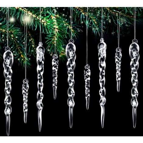 36 pieces Noël Glaçon Ornement Suspendu en Acrylique, Pendentifs Stalactites Sapin de Noël avec Crystal Line pour Arbre de Noël Mariage Vacances Hiver Décoration (1/5)