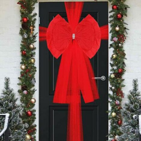 Nœud de porte de Noël Grandes décorations de porte de Noël avec détails en diamant Décorations de fête de mariage de fête de naissance de Noël Fournitures de fête de porte d'entrée de Noël (1/5)