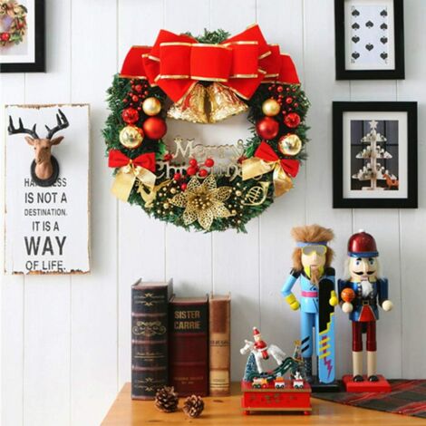 Couronne De Noël Lumineuse 30 Cm Avec 100 LED - 8 Effets, Piles Incluses - Décoration Porte Ou Mur - 13