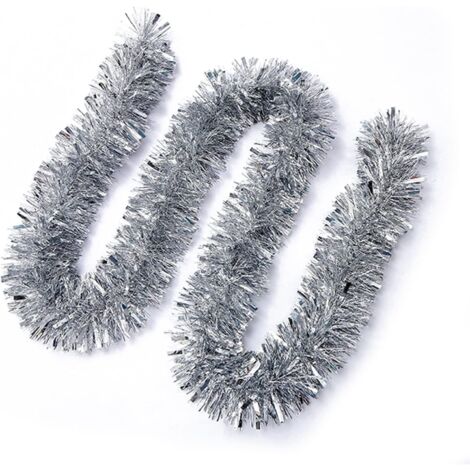LAOA Lot de 3 guirlandes de Noël de 2 m - Guirlande de guirlandes de Noël - Décoration à suspendre - Pour sapin de Noël, couronne, mariage, fête - Argenté (1/5)