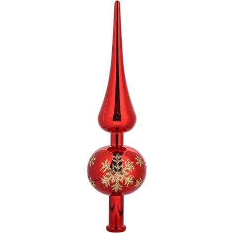 Pointe de Sapin de Noël, Topper Sapin de Noël, Cimier Sapin de Noel, Noël Arbre Topper Décoration, Christmas Tree Top pour Décoration de Noël. (Rouge) (1/5)
