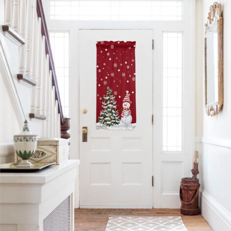 Rideaux de porte 40 pouces Arbre de Noël Flocon de neige Rideaux de porte-fenêtre occultants à passe-tringle pour portes Intimité, Porte avant/arrière/Cuisine Rideaux décoratifs latéraux 1 panneau, Bo (1/5)