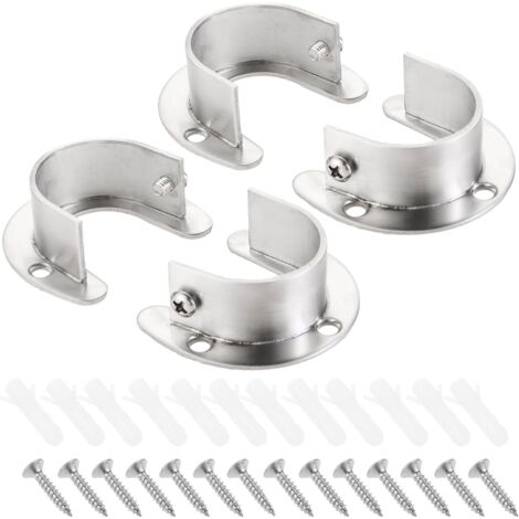LAOA Lot de 4 supports de tringle à rideaux de 32 mm en acier inoxydable pour penderie de salle de bain et cuisine (1/5)