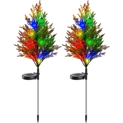 LAOA Lampes solaires pour sapin de Noël, jardin, extérieur, étanche, décoration de cour, piquets, lumières décoratives de Noël multicolores scintillantes en pin pour terrasse, pelouse, allée (1/5)