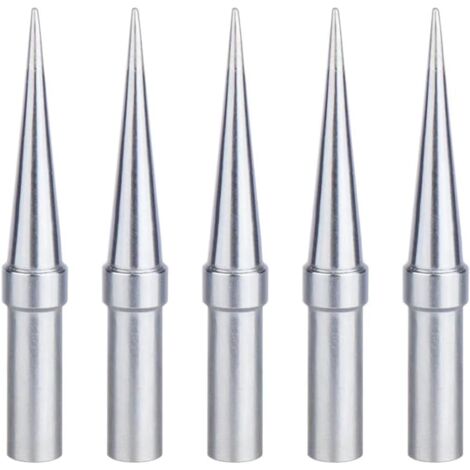 LAOA Panne à Souder, 5 Pièces Pointe de Fer à Souder Conico 0,4 mm de Remplacement, Pointes de Soudure Cuivre Plaqué Nickel, Applicable for Weller WESD51 WES51 WES50 (1/5)