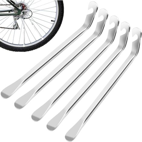 5 Pièces Demonte Pneu Velo Métal, Levier Démonte-Pneu en Acier au Carbone Outil de Remplacement de Pneu de Vélo Réparation de Pneu Pour Changer les Chambres à Air de Pneus de Vélo per Biciclette (1/5)