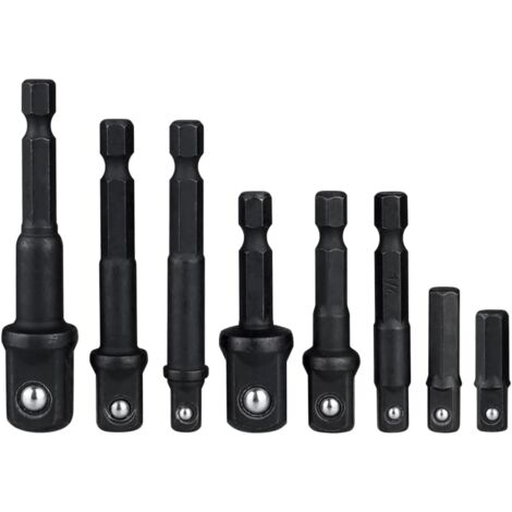 LAOA 8 Pièces Adaptateurs Porte Douilles de Tige Hexagonale 1/4'' à Changement Rapide(1/4" 1/2" 3/8"), Adaptor Converter de Perceuse Barre d'extension à Douille pour Conversion de Douille Carré (1/5)