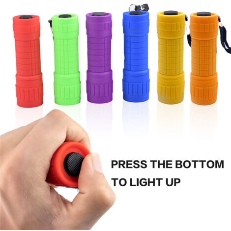LAOA Lot de 5 lampes de poche fluorescentes à LED COB pour enfants, lampes de poche portables et pratiques pour les fêtes, la randonnée, le camping, en 5 couleurs (1/5)
