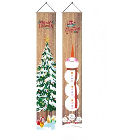 LAOA Panneau de porche de Noël Bonhomme de neige Arbre de Noël Bannière à suspendre Joyeux Noël Panneau de porte pour maison de vacances Intérieur Extérieur Porche Mur Décoration de fête de Noël, 30,5 (1/4)