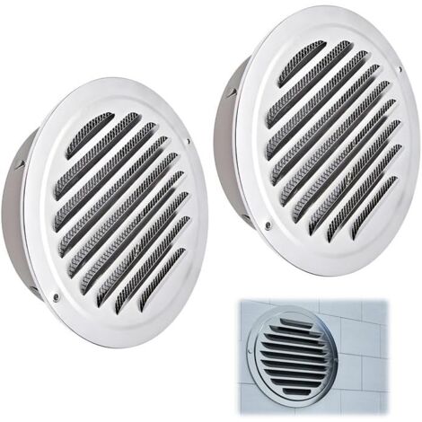 2 Pièces Grille Aération Ronde, 100mm Grille d'aération en Acier Inoxydable, Grille de Ventilation avec Filet Anti-insectes, Grille Ventilation Exterieur, pour Garage, Cuisine, Salle de Bain, Mur (1/5)