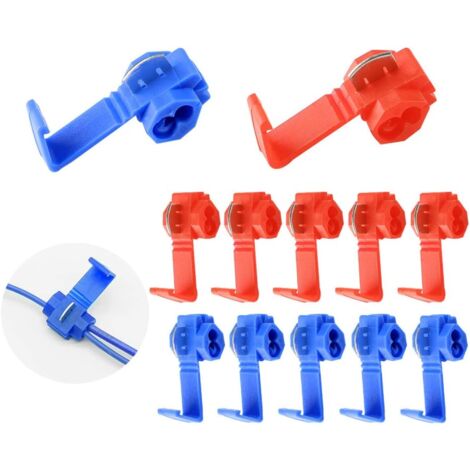 LAOA 60 Pièces Scotch Lock Quick Connecteurs Set, Scotch Verrouillage Connecteurs, Connecteur Dérivation Rapide (30 Rouge, 30 Bleu) (1/4)