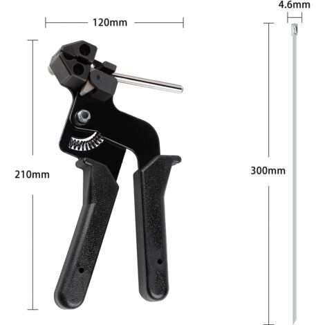 QWORK Pistolet à Serre-câbles Métal – Avec 200 Attaches Inox 4,6x250mm – Outil Professionnel