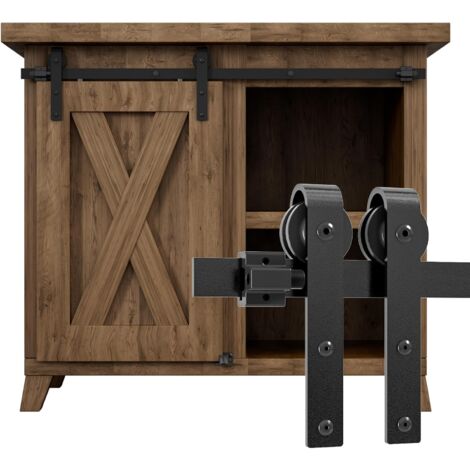 LAOA Rail de 152 cm - Super Mini kit de matériel de porte coulissante pour porte simple, petite armoire, support TV (pas d'armoire) (1/5)