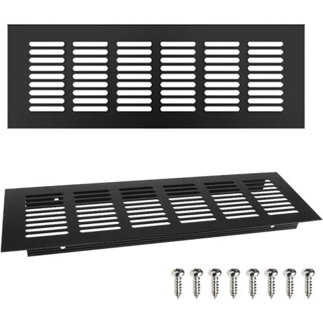 Laoa – Grille de ventilation rectangulaire 250mm – Aluminium noir – Lot de 2 – Installation facile avec vis – Pour murs et salles de bain (1/5)
