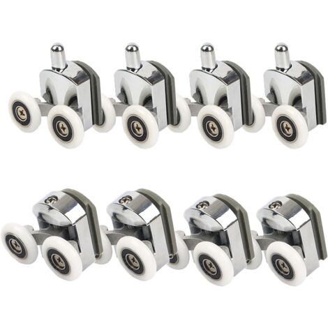 Roulettes de porte de douche, Roulettes de porte de douche 23mm Roulettes de curseur Poulies 8PCS Diamètre de la porte de douche Haut Bas Pièces de rechange de salle de bain (1/5)