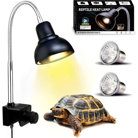 LAOA Lampe Chauffante Tortue, Lampe Reptiles et Amphibiens avec 2 Ampoules Basking Spot UVA UVB et Pince Pivotante à 360 ° adapté pour Tortue, Serpent, Lézard, Cacatoès, Caméléon etc. (1/5)