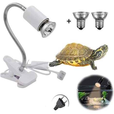 LAOA Lampe Chauffante Tortue,Lampe Chauffante Terrarium à Pince, Lampe Reptiles et Amphibiens,avec 2 Ampoules Basking Spot UVA UVB 50W et Pince Pivotante à 360 °Adapté,pour Tortue,Serpent,Lézard (1/5)