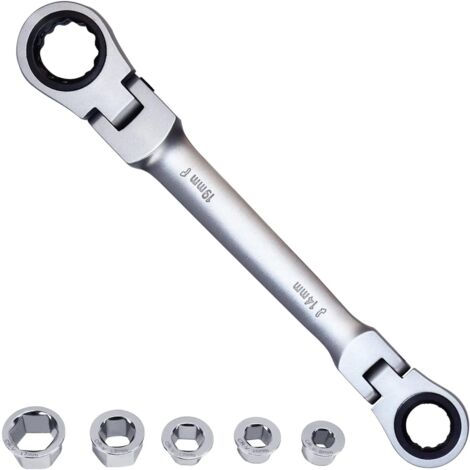 LAOA] Clé à cliquet 180Flex-Head, clé à cliquet 7-en-1 à double anneau de 8, 10, 12, 13, 14, 17, 19mm, clé combinée à cliquet 72 dents, en acier chromé CV (1/5)