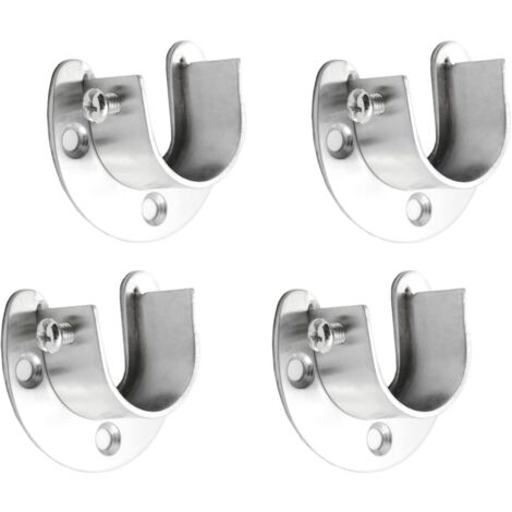 Support de Tringle en Acier, 4 Supports en acier Inoxydable avec vis, Pour Chambre, Salle de Bain 25mm (1/5)