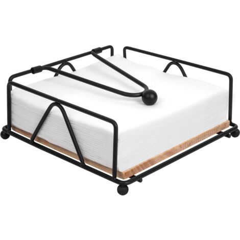MGE - Porte Serviette Papier - Porte-Serviettes De Table En Métal - Support Serviette Papier - Distributeur Serviette Papier Table - Distributeur Serviette De Table - Noir - 18 X 18 Cm