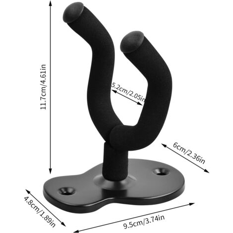 Lot De 2 Supports Muraux Pour Guitare NATUCE – Crochet Robuste Avec Protection Mousse, Idéal Pour Guitare Acoustique, Électrique, Basse, Banjo – Installation Facile, Noir Élégant