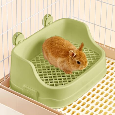 Bac Litiere Lapin, Moyen Litière Toilette Petits Animaux pour Cages Détachable Entraîneur de Pot Grille Corbeille à Litière d'angle pour Lapin Cochon d'Inde Hamster Chinchilla (Vert) (1/5)