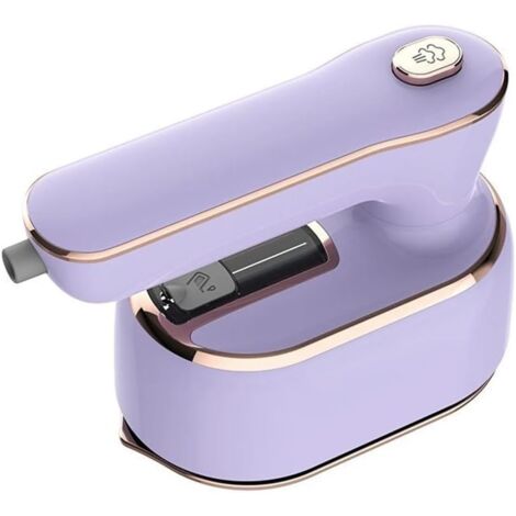 Mini fer à repasser à vapeur portable, pliable à 180 degrés, fer à repasser format voyage, micro machines tissu avec pulvérisation, support chauffant en 15 secondes, repassage à sec et humide (violet) (1/5)