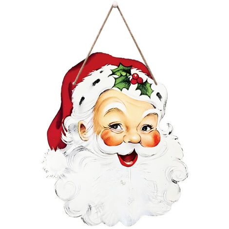 LAOA Panneau de Noël en bois à suspendre de 15 pouces avec dessin animé de Noël, panneau de bienvenue pour porte d'entrée, décoration pour maison, intérieur, extérieur, ferme, mur, fenêtre (1/5)