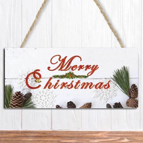 Panneau décoratif en bois « Joyeux Noël », 20 x 10 cm, décoration murale rustique de Noël, deux options de suspension, plaque de vacances légère en bois massif avec corde de jute, parfaite pour la mai (1/5)