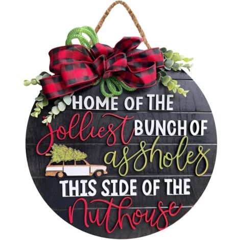 Panneau de porte de Noël 3D - Panneau de bienvenue de Noël National Lampoons pour porte d'entrée - Panneau de Noël à suspendre rustique pour décoration de maison, décoration de vacances de Noël (style (1/5)