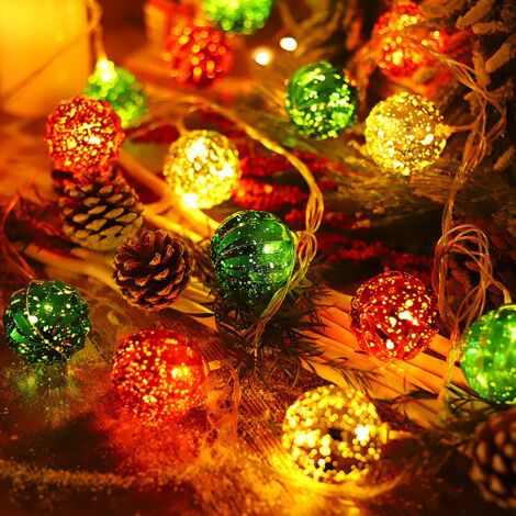 Décoration de Noël boule électrolytique néon fenêtre lumineuse arbre de Noël arrangement boule guirlande lumineuse, 3 mètres 20 lumières (1/4)