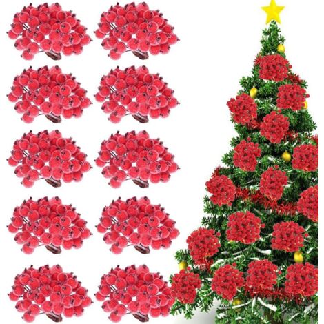 LAOA 400pcs Baies Artificielle Rouges Houx Baies Fausses de Noël Effet Givre Baies de Guirlande Décoration Mini Fruits Baies Fleurs Artificielles Mini Baie Aux Fruits Givrés de Noël (1/5)