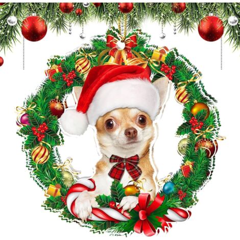 Pendentif Chien Sapin de Noël, Décorations de Noël pour Arbre, Ornements de Noël pour Chiens, 2D Decoration Sapin Noel, Decoration Noel Sapin de Chien, Deco Noel Chien Ornements (Vert D) (1/5)