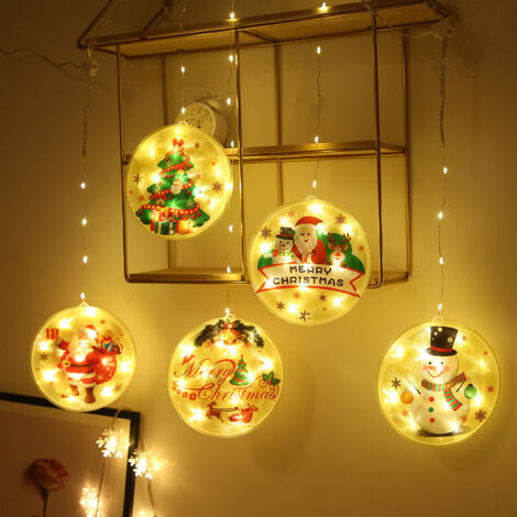 Rideau lumineux LED en fil de cuivre, lumières de noël, peinture suspendue, vitrine, fenêtre, bonhomme de neige, lumière décorative (1/4)