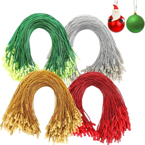 LAOA Lot de 400 crochets pour décorations de Noël avec mousqueton pour sapin de Noël, fête, décorations à suspendre, cordes à verrouillage facile et rapide (or, argent, rouge, vert) (1/5)