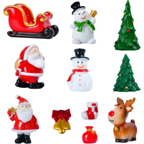 LAOA 11 Noël Miniatures Jardin Ornement,Figurines de Père Noël,Mini Figurines décoratives en résine,Père Noël,sapins de Noël, Bonhomme de Neige,pour Table de Noël, décoration de Table de Noël (1/5)