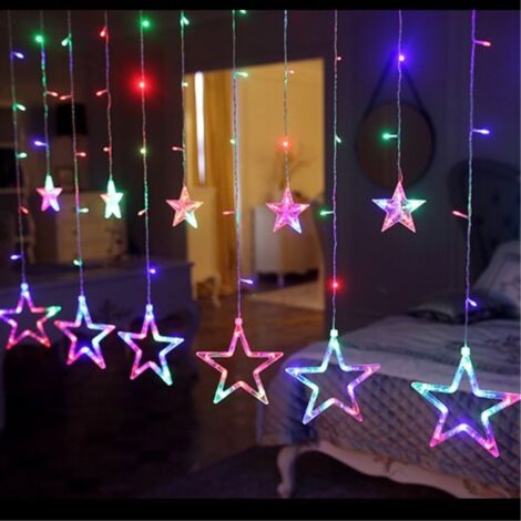 Rideau étoile à cinq branches, lumières clignotantes pour barre de glace, lumières de décoration pour fenêtre, salle de mariage, noël, nouvel an, vacances (1/4)