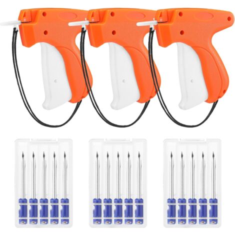 LAOA Lot de 3 applicateurs d'étiquettes pour vêtements avec 15 aiguilles en acier pour boutique, magasin, consignation, garage, vente de garage, applications d'étiquetage fin (orange) (1/5)