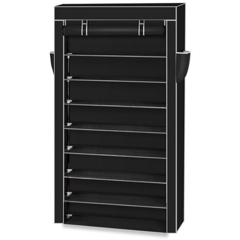 Meuble à chaussures non tissé 10 couches élargies 1603088-noir (1/5)
