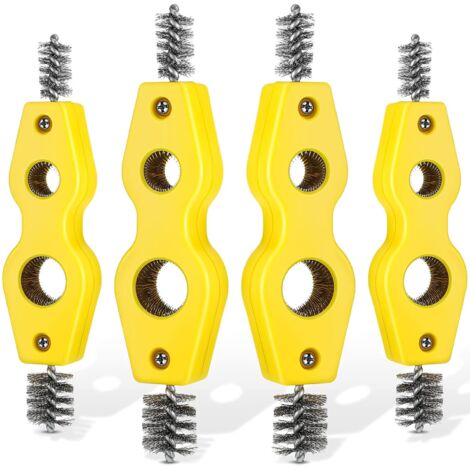 LAOA Lot de 4 brosses de nettoyage pour tuyaux en cuivre 4 en 1 Brosse pour tuyaux en cuivre Nettoie l'intérieur et l'extérieur Nettoyeur de filetage Outil de nettoyage de brosse de plombier pour inst (1/5)