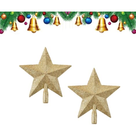 Lot de 2 décorations de Noël en forme d'étoile et de pentagramme pour sapin de Noël (doré) (1/5)
