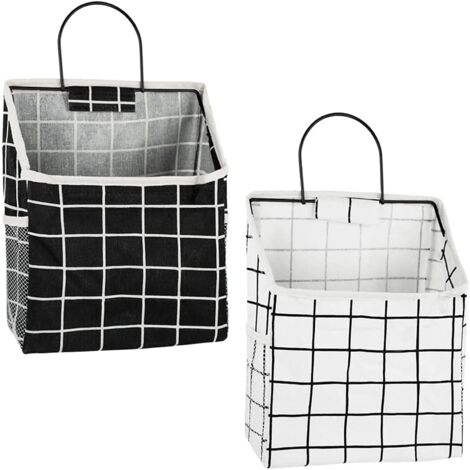 LAOA 2 Pièces Sac Rangement Mural, Sac de Rangement Suspendu, Étagère Mural en Tissu, Suspendre Organiseur Poche, avec Cadre en métal, Étanche, pour Chambre Salle de Bain Cuisine (Noir, Blanc) (1/5)