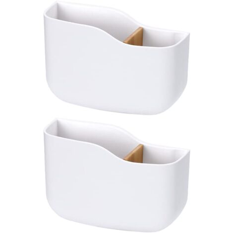 2 Pièces Boîte d'Organisateur Mural, Supports de Télécommande, Boîtes de Rangement Murales, Support Télécommande Mural, pour Lecteurs Multimédias, Contrôleurs, Téléphones Portables (Blanc) (1/5)