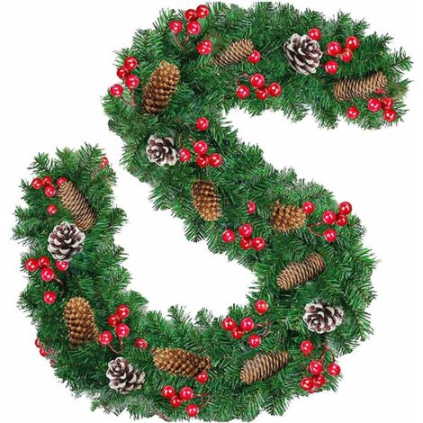 Guirlande de Noël Lumineuse avec lumière 270 cm Guirlande de Noël Lumineuse avec Cordon LED Décoration de Noël Guirlande de Noël Guirlande de Sapin Guirlande Lumineuse(A,sans lumière) GROOFOO (1/5)