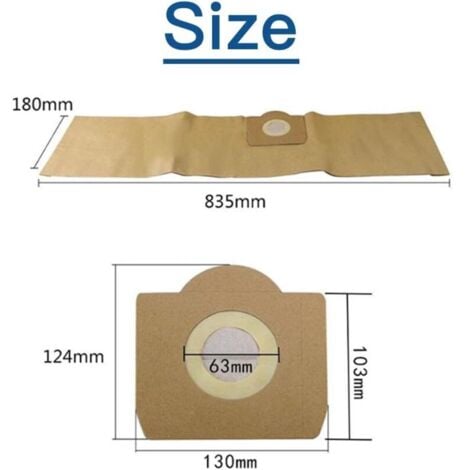 Lot de 5 Sacs droits Aspirateur pour Karcher WD3, WD 3 Premium, WD3200, WD3500P, A2204, A2534, SE4001, KAR69591300