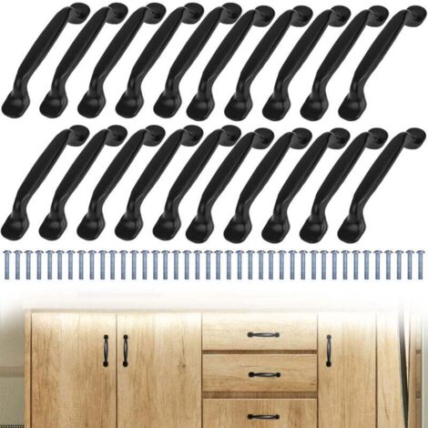 20 PCS armoire de cuisine poignées - tiroir d'armoire noir 96mm aluminium pour portes et armoires avec vis (1/5)