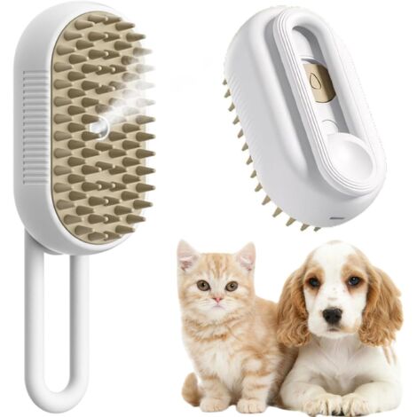 Brosse Chien Chat à Vapeur 3 En 1 Peigne De Massage En Spray Pour Chats Brosse chien poil long/court Brosse vapeur chat Idéal Pour Massage, Soin (A) (1/5)