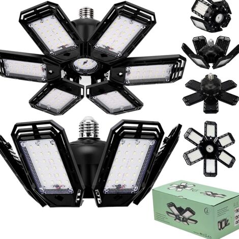 DOLASO Éclairage LED Garage 180W 1 Pièce,E26 Lampe d'atelier Déformable à 6 Panneaux Ajustables 18500LM Super Brillant Plafonnier LED pour Garages, Sous sol, Atelier, Entrepôt (1/5)